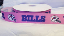 Load image into Gallery viewer, 1.5" Pink Buffalo Bills Grosgrain Ribbon. Pink  Football Ribbon NFL Sports Team Ribbon