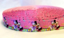 Load image into Gallery viewer, 5/8" Minnie Mouse Daisy Duck Grosgrain Ribbon. Mickey Mouse Ribbon