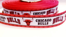 Load image into Gallery viewer, 7/8" and 1.5" Chicago Bulls Basketball Grosgrain Ribbon Sports Team Ribbon NBA Ribbon