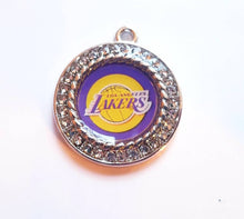 Load image into Gallery viewer, Los Angeles Lakers Rhinestone Charms - Purple & White NBA Basketball Charms in 2.5cm & 2cm