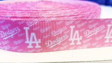 Load image into Gallery viewer, 7/8" Pink Los Angeles Dodgers Grosgrain Ribbon. Go Dodger Blue