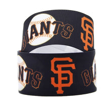 Load image into Gallery viewer, 5/8" San Francisco Giants Black Grosgrain Ribbon. MLB Sports Teams SF Giants