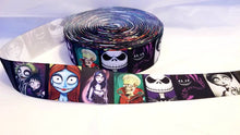 Load image into Gallery viewer, 1.5" Edward Scissorhands- Johnny Depp Jack Skellington- BeetleJuice- Jack and Sally grosgrain ribbon- Tim Burton Classics-Ribbon Best Seller