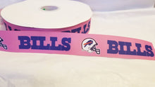 Load image into Gallery viewer, 1.5" Pink Buffalo Bills Grosgrain Ribbon. Pink  Football Ribbon NFL Sports Team Ribbon