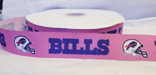 Load image into Gallery viewer, 1.5" Pink Buffalo Bills Grosgrain Ribbon. Pink  Football Ribbon NFL Sports Team Ribbon