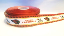 Load image into Gallery viewer, Arizona Cardinals Football Grosgrain Ribbon. This popular design now available in 5/8", 7/8" and 1.5"  wide. NFL Football Ribbon  Sports Ribbon