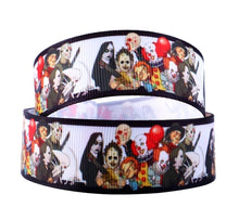 Load image into Gallery viewer, 1" Freddy Krueger, Michael Myers and Jason Halloween Ribbon. Evil Nun. IT Clown Ribbon. Friday The 13th. Haunted House Fright Night