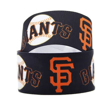 Load image into Gallery viewer, 5/8" San Francisco Giants Black Grosgrain Ribbon. MLB Sports Teams SF Giants