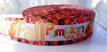 Load image into Gallery viewer, 1.5" Fall Pumpkin Harvest Leaves Grosgrain Ribbon. Pumpkin Patch