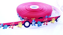 Load image into Gallery viewer, 1.5" Pokeman Grosgrain Ribbon. Pokeballs and Pikachu