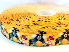 Load image into Gallery viewer, 5/8" and 7/8" Mickey and Minnie Halloween Ribbon. Halloween Ribbon. Trick or Treat Ribbon. Vampire Mickey Mouse