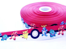 Load image into Gallery viewer, 1.5" Pokeman Grosgrain Ribbon. Pokeballs and Pikachu