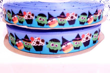 Load image into Gallery viewer, 7/8" Halloween Candy Corn Cupcake- Witches Cupcake Grosgrain Ribbon.