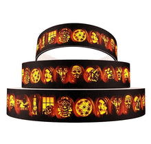 Load image into Gallery viewer, 1.5" Scary Halloween Ribbon. Witch Ribbon. Mummy, Spider Jack olantern Pumpkin Werewolf Ribbon