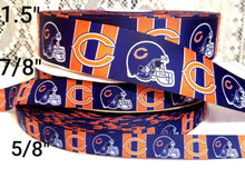 Load image into Gallery viewer, Chicago Bears Football Grosgrain Ribbon. In 5/8" 7/8" and 1.5"  Football Ribbon NFL Sports Ribbon
