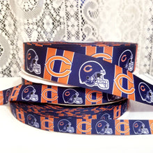 Load image into Gallery viewer, Chicago Bears Football Grosgrain Ribbon. In 5/8" 7/8" and 1.5"  Football Ribbon NFL Sports Ribbon