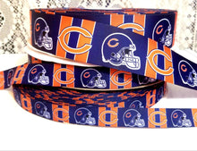 Load image into Gallery viewer, Chicago Bears Football Grosgrain Ribbon. In 5/8" 7/8" and 1.5"  Football Ribbon NFL Sports Ribbon