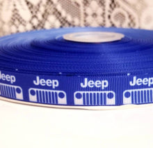 Load image into Gallery viewer, Blue Sports Vehicle  Ribbon. In 5/8" and 7/8" wide Grosgrain Ribbon.