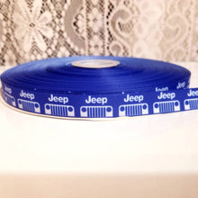 Load image into Gallery viewer, Blue Sports Vehicle  Ribbon. In 5/8" and 7/8" wide Grosgrain Ribbon.