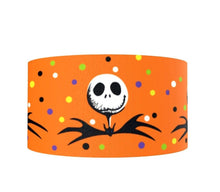 Load image into Gallery viewer, 7/8" Jack Skellington Bright Orange Ribbon. Halloween Nightmare Before Christmas Ribbon. Grosgrain Ribbon