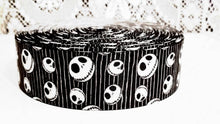 Load image into Gallery viewer, 1.5" Jack Skellington Grosgrain Ribbon. Halloween Nightmare Before Christmas Ribbon. Black and White Jack Skellington Ribbob