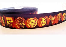 Load image into Gallery viewer, 1.5" Scary Halloween Ribbon. Witch Ribbon. Mummy, Spider Jack olantern Pumpkin Werewolf Ribbon