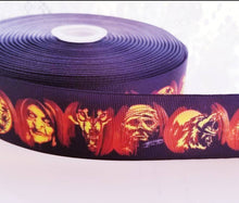 Load image into Gallery viewer, 1.5" Scary Halloween Ribbon. Witch Ribbon. Mummy, Spider Jack olantern Pumpkin Werewolf Ribbon