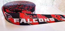 Load image into Gallery viewer, Atlanta Falcons Grosgrain Ribbon.  This popular ribbon comes in 5/8" 7/8" 1.5"  NFL Football Sports Ribbon.