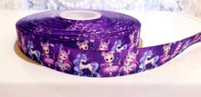 Load image into Gallery viewer, 7/8" Unicorn and Ballerina Grosgrain Ribbon. Purple Ballerina. Fairest Ribbon.