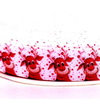 Load image into Gallery viewer, 7/8" Rudolph The Red Nose Reindeer Christmas Ribbon. Christmas Bulbs