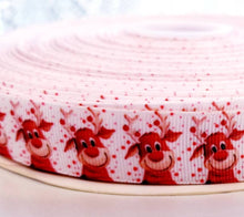Load image into Gallery viewer, 7/8" Rudolph The Red Nose Reindeer Christmas Ribbon. Christmas Bulbs