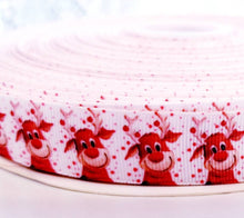 Load image into Gallery viewer, 7/8" Rudolph The Red Nose Reindeer Christmas Ribbon. Christmas Bulbs