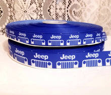 Load image into Gallery viewer, Blue Sports Vehicle  Ribbon. In 5/8" and 7/8" wide Grosgrain Ribbon.