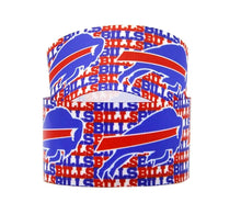 Load image into Gallery viewer, Buffalo Bills Grosgrain Ribbon. Comes in 5/8" 7/8" and 1.5" Football Ribbon NFL Sports Ribbon. Patriotic Ribbon