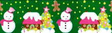Load image into Gallery viewer, 7/8" Gingerbread Candy House Ribbon. Gingerbread men. Candy land. Christmas Tree Ribbon Snowman, Winter Wonderland Christmas Ribbon.