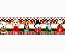 Load image into Gallery viewer, 1.5" Christmas Dog Ugly Sweater Ribbon. Pug Christmas Ribbon. Santa Dog Ribbon. Santa Puppy Ribbon. Collie Dog. Schnauzer Alaskan Husky