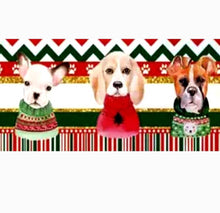Load image into Gallery viewer, 1.5" Christmas Dog Ugly Sweater Ribbon. Pug Christmas Ribbon. Santa Dog Ribbon. Santa Puppy Ribbon. Collie Dog. Schnauzer Alaskan Husky