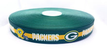 Load image into Gallery viewer, 7/8" Green Bay Packers Grosgrain Ribbon. NFL Football Sports Ribbon. Packers Fan
