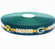 Load image into Gallery viewer, 7/8" Green Bay Packers Grosgrain Ribbon. NFL Football Sports Ribbon. Packers Fan