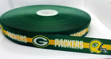 Load image into Gallery viewer, 7/8" Green Bay Packers Grosgrain Ribbon. NFL Football Sports Ribbon. Packers Fan