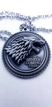 Load image into Gallery viewer, White Wolf Jon Snow- Snow Wolf Medal Medallion GOT- Game of Thrones- White Wolf- Winterfell Winter is coming. The Starks