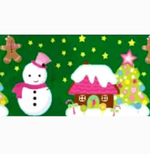 Load image into Gallery viewer, 7/8" Gingerbread Candy House Ribbon. Gingerbread men. Candy land. Christmas Tree Ribbon Snowman, Winter Wonderland Christmas Ribbon.