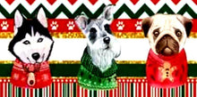 Load image into Gallery viewer, 1.5" Christmas Dog Ugly Sweater Ribbon. Pug Christmas Ribbon. Santa Dog Ribbon. Santa Puppy Ribbon. Collie Dog. Schnauzer Alaskan Husky