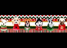 Load image into Gallery viewer, 1.5" Christmas Dog Ugly Sweater Ribbon. Pug Christmas Ribbon. Santa Dog Ribbon. Santa Puppy Ribbon. Collie Dog. Schnauzer Alaskan Husky