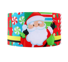Load image into Gallery viewer, 1" Santa Claus Christmas Ribbon. Candy and Christmas Trees Ribbon