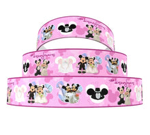 Load image into Gallery viewer, 7/8" Mickey and Minnie Mouse Bride and Groom Grosgrain Ribbon. Wedding Ribbon. Mickey Mouse Wedding. Minnie Mouse Wedding day. Valentine's
