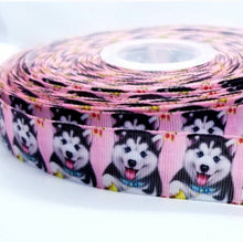Load image into Gallery viewer, 7/8'' Husky Puppy Dog Ribbon. Pet Gifts.