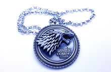 Load image into Gallery viewer, White Wolf Jon Snow- Snow Wolf Medal Medallion GOT- Game of Thrones- White Wolf- Winterfell Winter is coming. The Starks