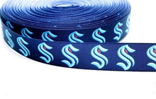 Load image into Gallery viewer, 7/8" Seattle Kraken Hockey Ribbon - NHL Grosgrain Ribbon