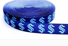 Load image into Gallery viewer, 7/8" Seattle Kraken Hockey Ribbon - NHL Grosgrain Ribbon